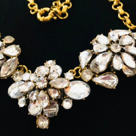 Clear crystal Gold tone Statement Necklace Blingy - Picture 4 of 4